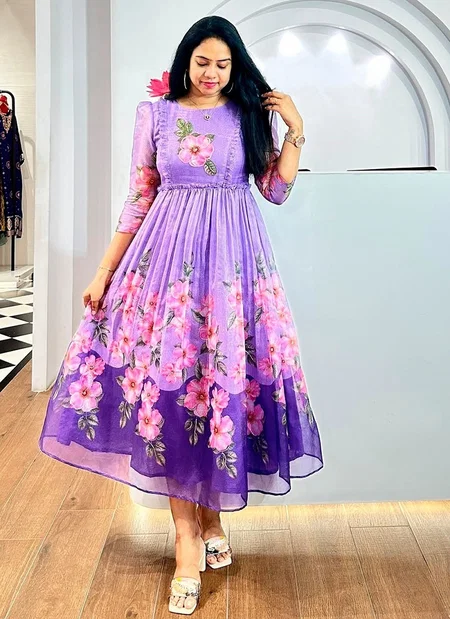 Tew Chanderi Mix Long Western Dress Collection Wholesale Clothing Suppliers In India